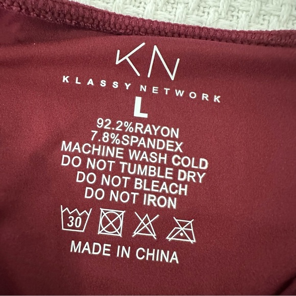 Klassy Network Off Shoulder Longsleeve Brami Top Womens Large Dark Cherry Padded - Picture 6 of 7